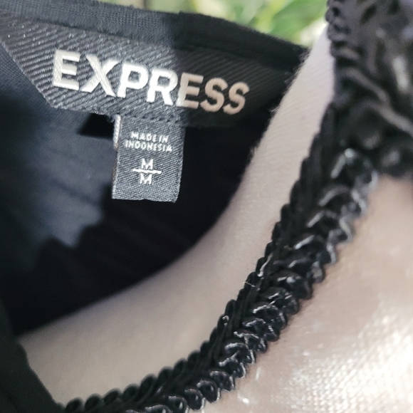 Express Grommet Embellished Black Shift Dress. Medium - Picture 3 of 5